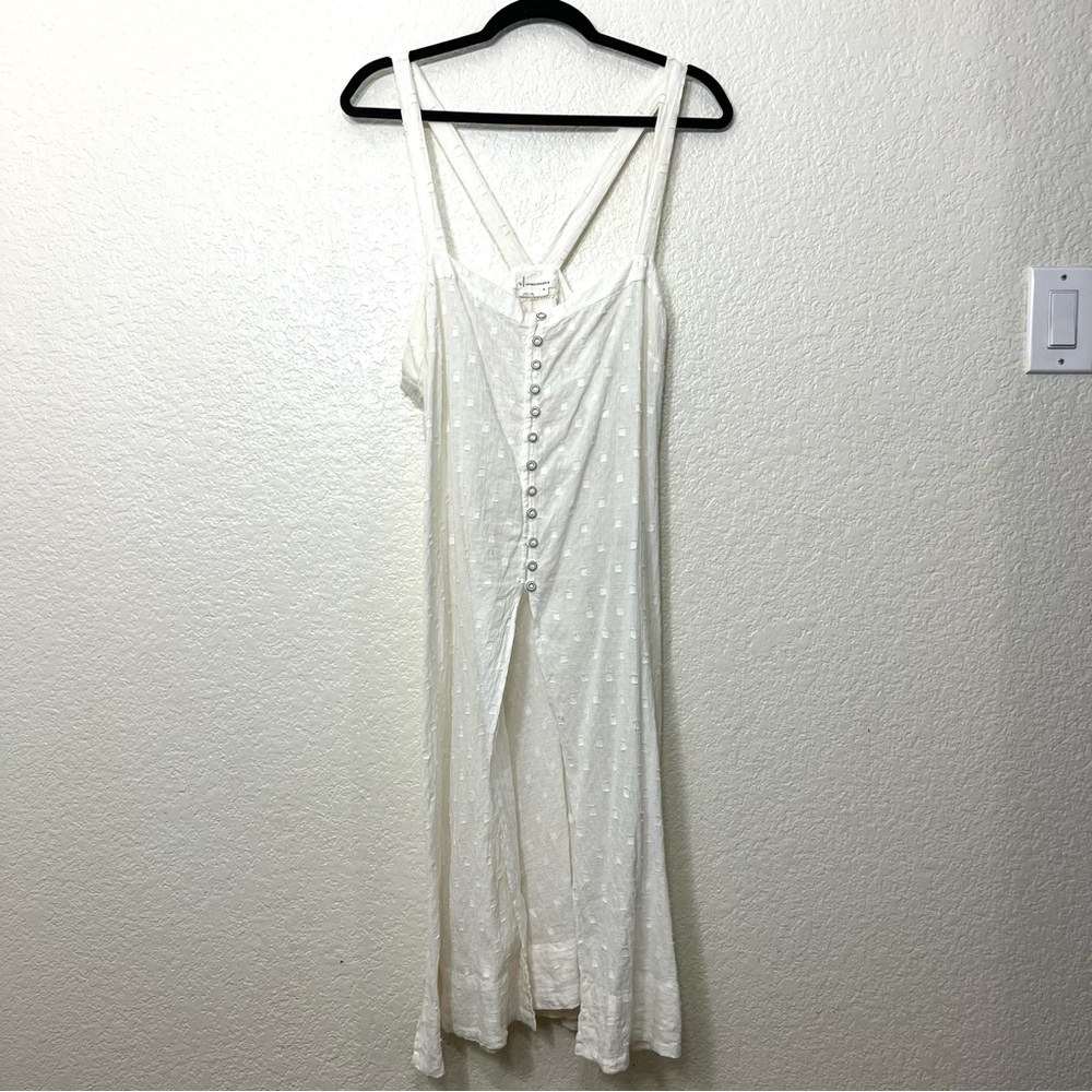 by Anthropologie White Cotton Gauzy Long Tank Top Split Hems Boho Size XL New